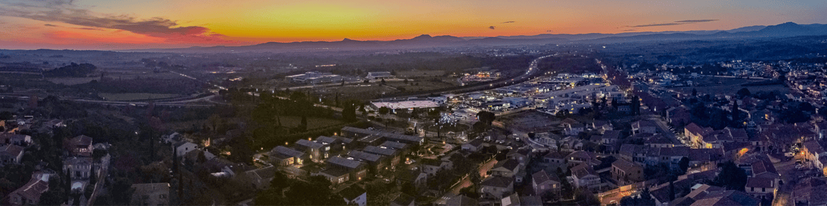 Sunset view from above the city